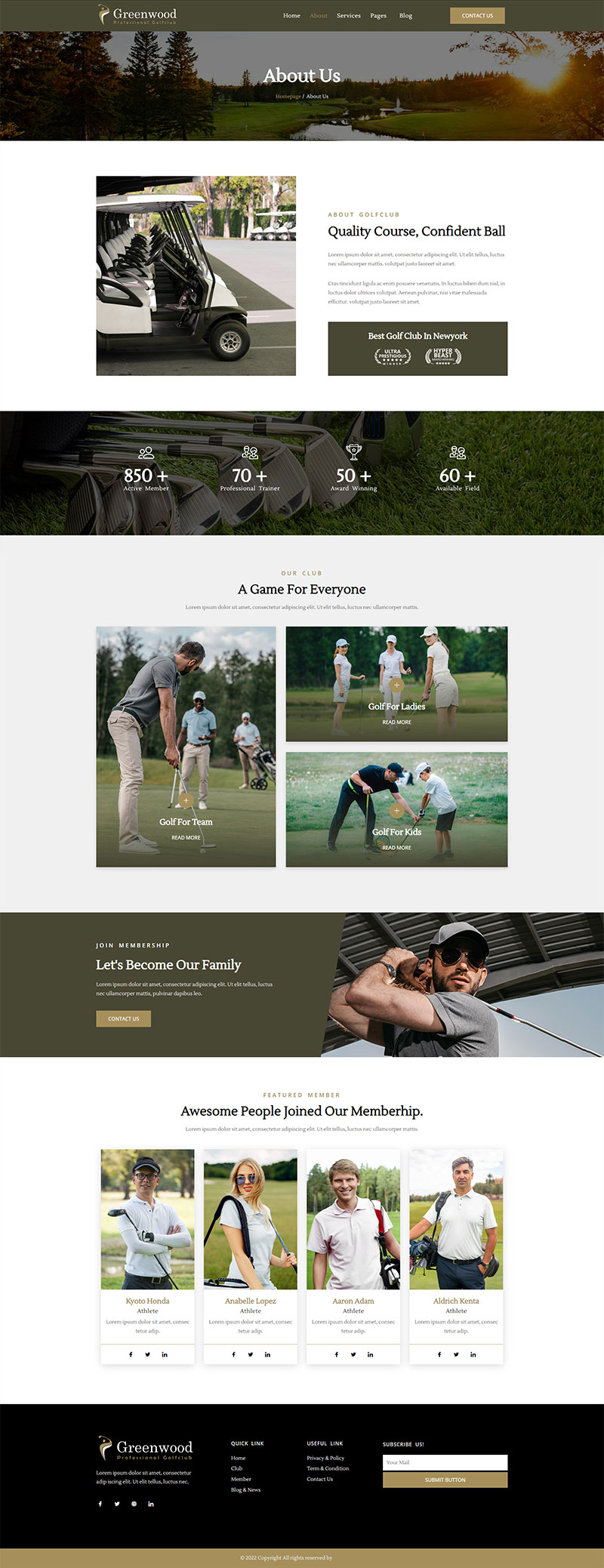 Greenwood Golf Club & Academy Elementor Template Kit by Fox_Creation